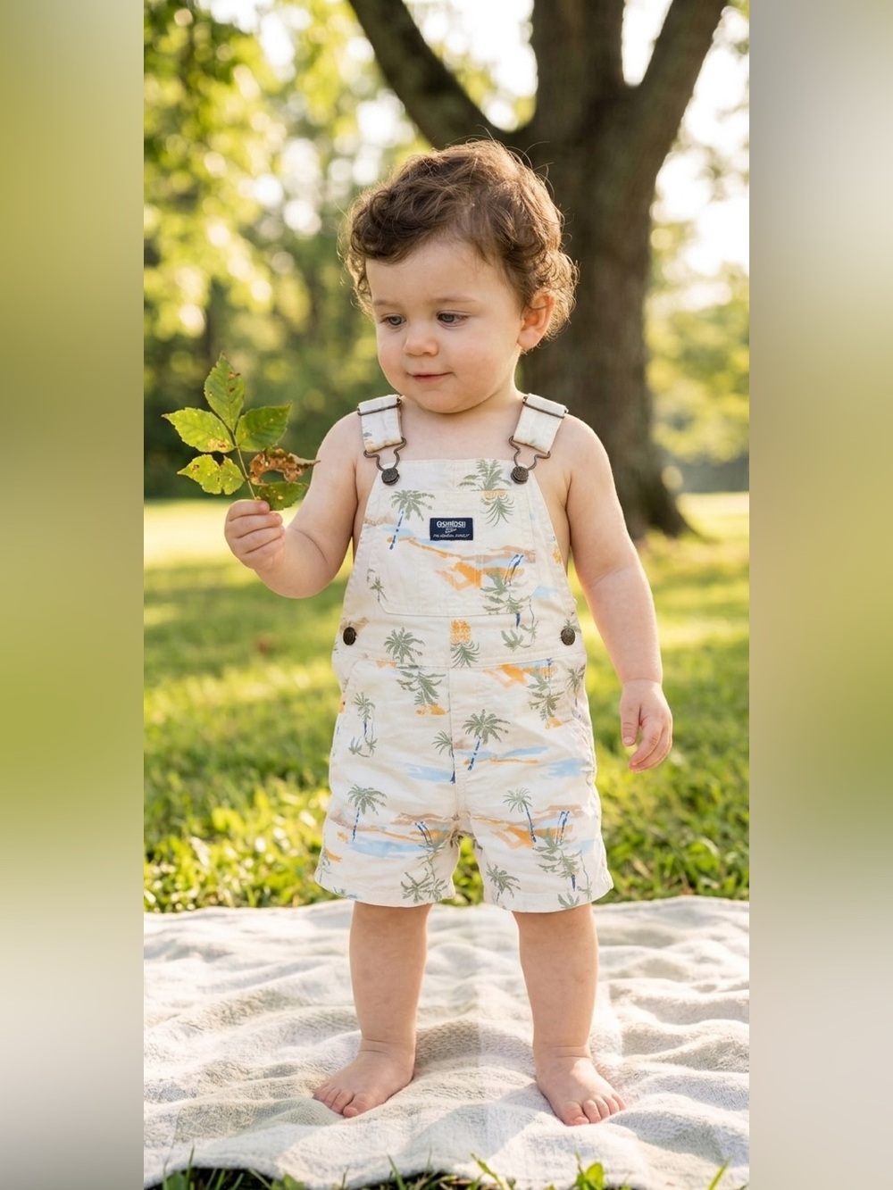 OshKosh Baby Boy Knit Shortalls in Tropical 12 months $40